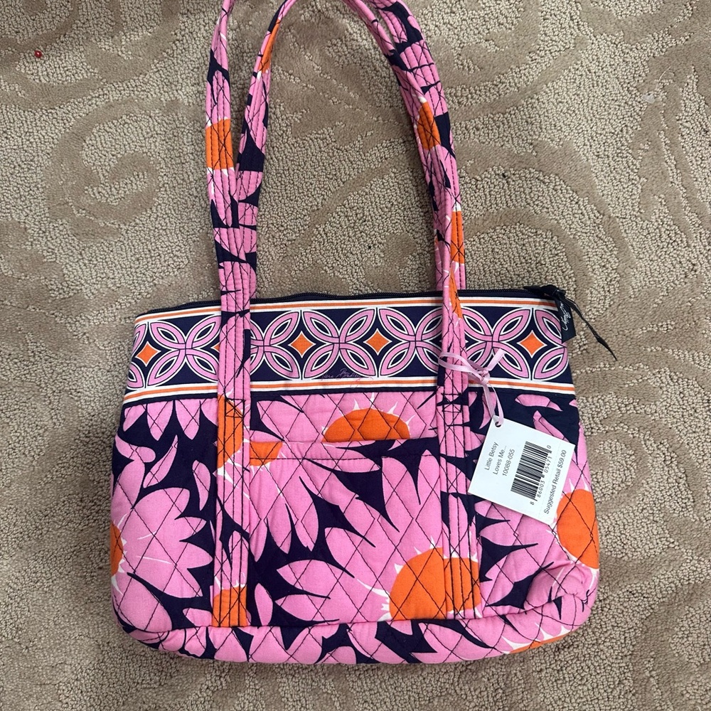 Vera Bradley Little Betsy Loves Me… Pink and Orange Floral Shoulder Bag